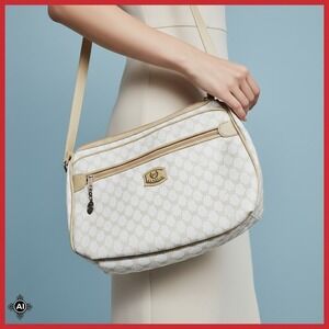 Desiree Classic Monogram Shoulder Bag Crossbody Zip Pockets Faux Leather